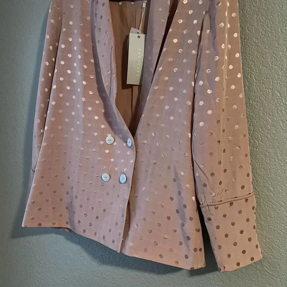 New Keepsake the Label Promise Peach Polka Dot Double Breasted Blazer NWT